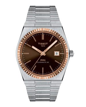 TISSOT PRX 40mm Stål-Gull Powermatic 80 Brun