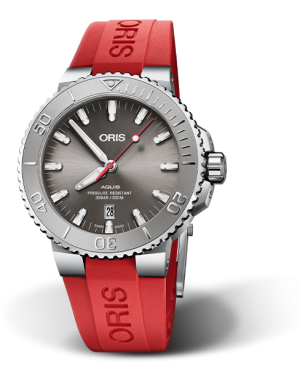 Aquis Date Relief Grå 43,5mm Rød rem