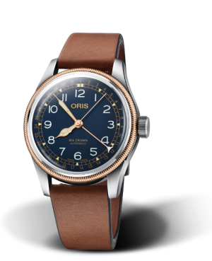 Big Crown Pointer Date Stål Bronse Bezel Blå skive -Rem
