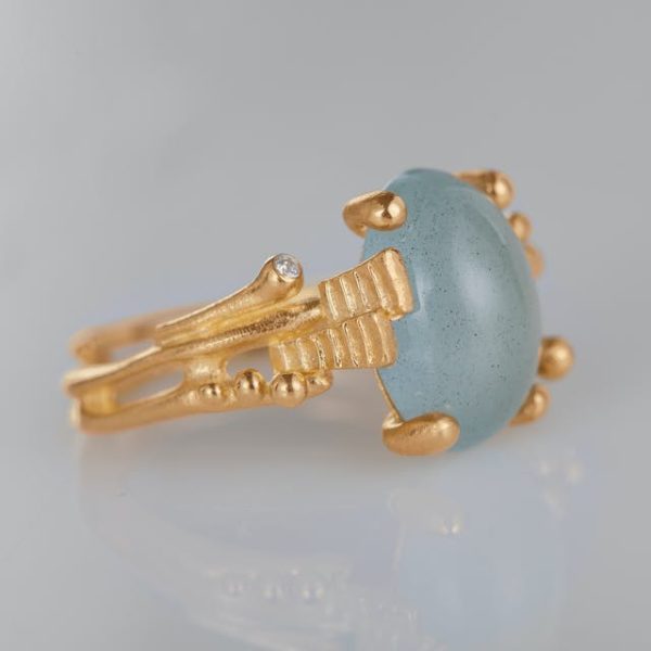 BoHo ring liten m/ akvamarin - Bilde 5