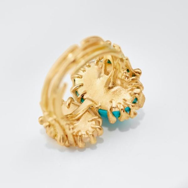 Stor BoHo ring dobbel med Turkis og Opal - Bilde 2
