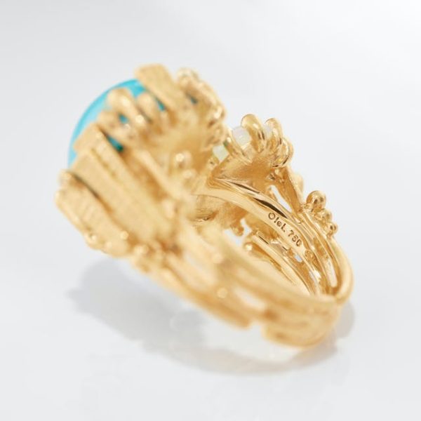 Stor BoHo ring dobbel med Turkis og Opal - Bilde 5