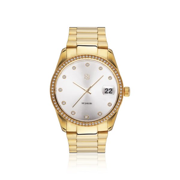 Electra Double -sølv urskive m/ cubic zirkonia