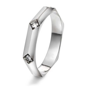 "Fasett" Hvitt gull ring m/ diamanter 0,06ct
