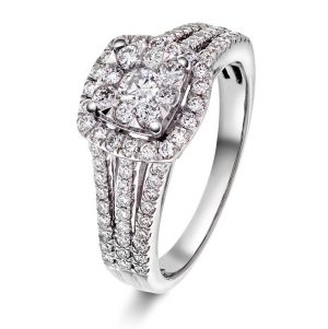 Hvitt gull ring m/ diamanter 0,90ctWSi