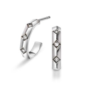 "Fasett" Hvitt gull øreringer m/ diamanter 0,06ct