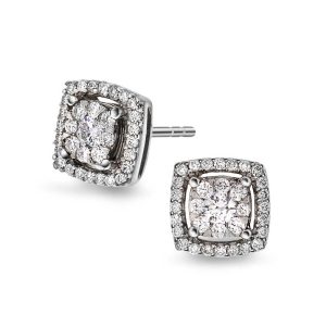 "Halo" hvitt gull ørepynt m/  diamanter 0,50ct