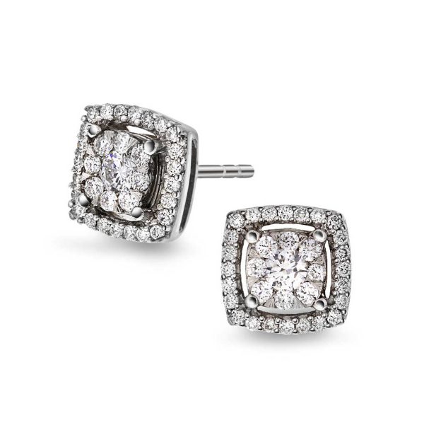 "Halo" hvitt gull ørepynt m/  diamanter 0,50ct
