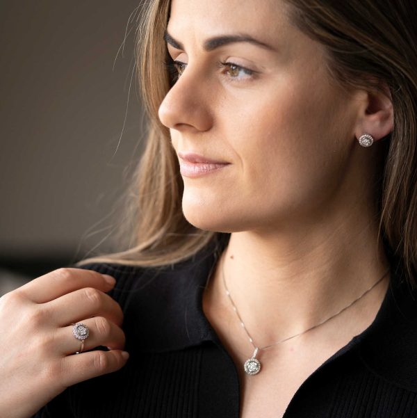 Hvitt gull rosett ørepynt m/  diamanter 0,50ct - Bilde 4