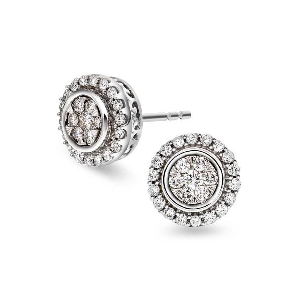 Hvitt gull rosett ørepynt m/  diamanter 0,50ct