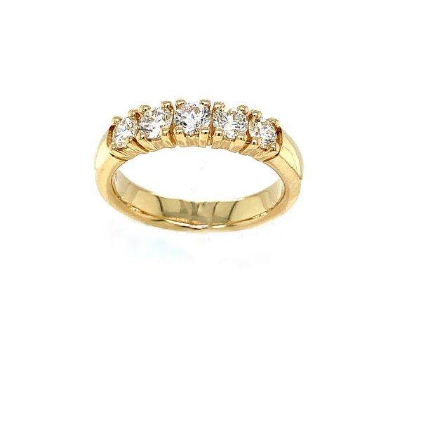 Gult Gull Alliansering rund m/ Diamanter 5X0,15Ct Twsi