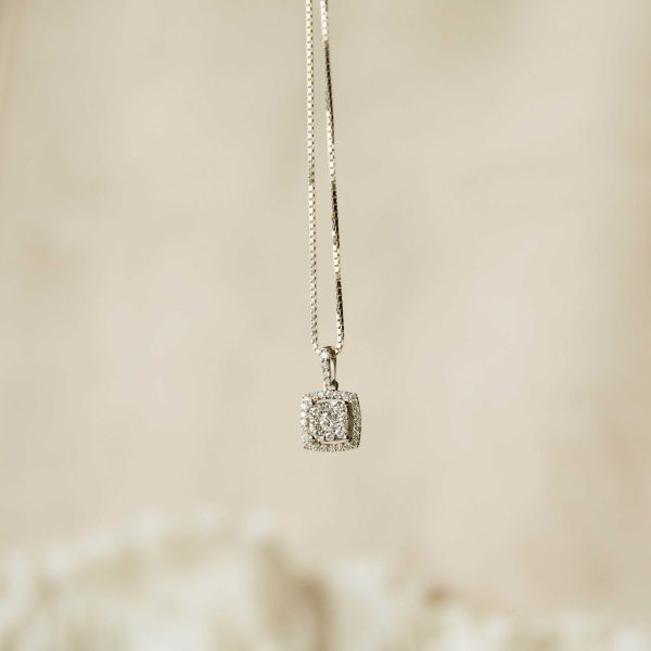 "Halo" hvitt gull anheng m/  diamanter 0,50ct - Bilde 4
