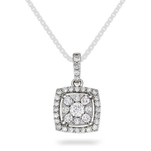 "Halo" hvitt gull anheng m/  diamanter 0,50ct