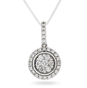 Hvitt gull rosett anheng m/  diamanter 0,50ct