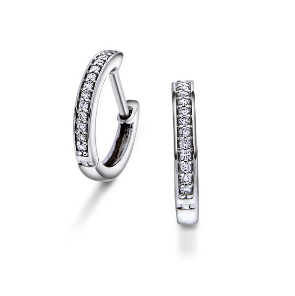 Hvitt gull øreringer m/ diamanter 0,09ct