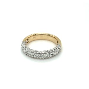 Gult gull ring pave´fattet m/ diamanter 0,60ct