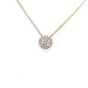 Gull rosett anheng  m/ 15 diamanter inkl kjede