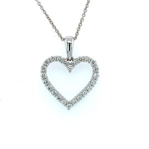 Hvitt gull diamanthjerte m/24 diamanter 0,47Ct Tw Si