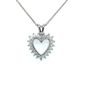 Hvitt gull diamanthjerte m/ 20 diamanter 0,44Ct Tw Si