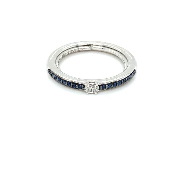 Anello Stack me line ring hvitt gull m/ diamant og safirer - Bilde 3