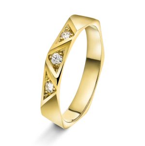 "Fasett" Gult gull ring m/ diamanter 0,06ct