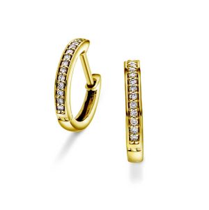 Gult gull øreringer m/ diamanter 0,09ct
