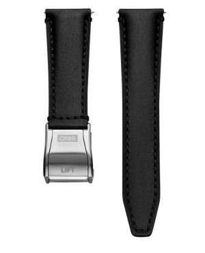 Oris svart skinnrem m/ foldelås 22mm