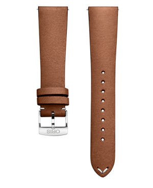 Oris gyllen brun skinnrem  m/ stål spenne 20mm