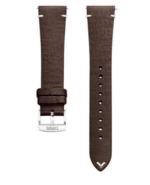 Oris mørk brun vintage skinnrem  m/ stål spenne 19mm
