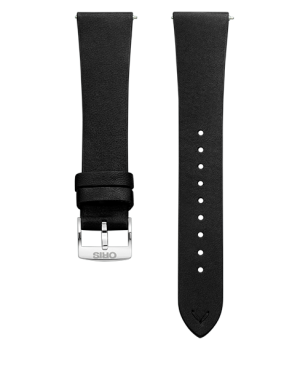 Oris svart skinnrem  m/ stål spenne 20mm