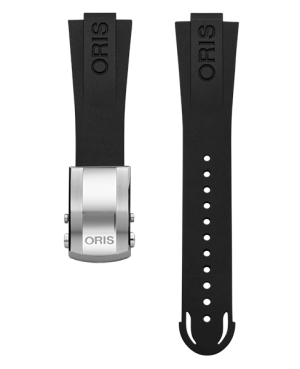 Oris svart gummirem  m/ stål foldelås 24mm Quick release