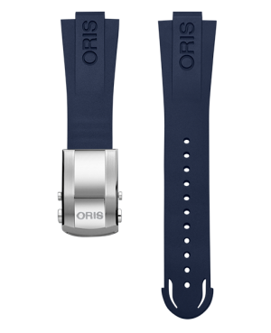 Oris blå gummirem  m/ stål foldelås 24mm