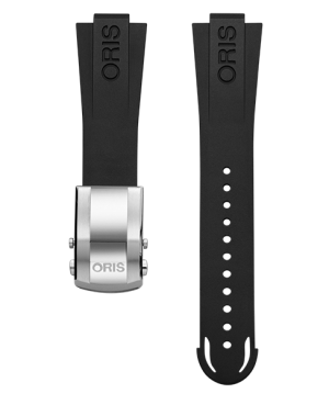 Oris svart gummirem  m/ stål foldelås 24mm