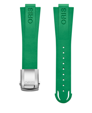 Oris grønn gummirem  m/ stål foldelås 22mm Quick release