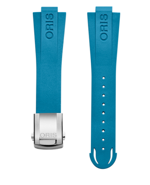 Oris blå gummirem  m/ stål foldelås 22mm Quick release