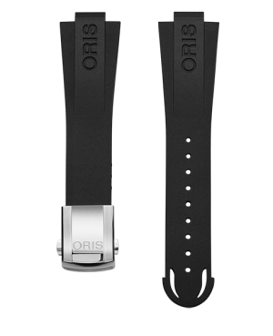 Oris svart gummirem  m/ stål foldelås 22mm. Quick release