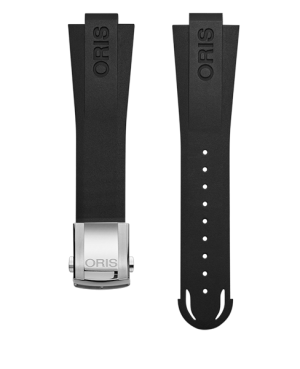 Oris svart gummirem  m/ stål foldelås 22mm