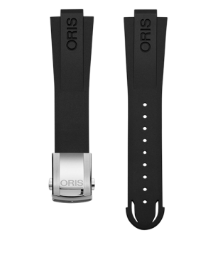 Oris svart gummirem  m/ stål foldelås 21mm