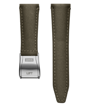 Oris oliven textilrem  m/ stål foldelås 22mm