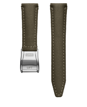 Oris oliven textilrem  m/ stål foldelås 20mm