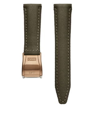 Oris oliven textilrem  m/ bronse foldelås 20mm