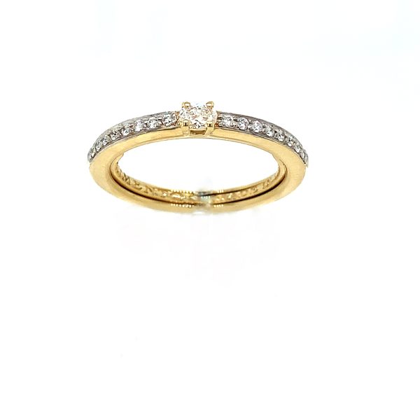 Anello Stack me line ring gult gull m/ diamanter