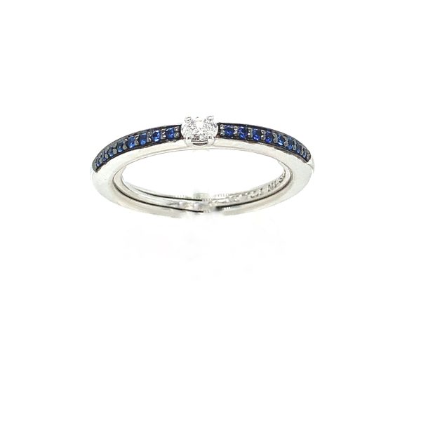 Anello Stack me line ring hvitt gull m/ diamant og safirer - Bilde 2