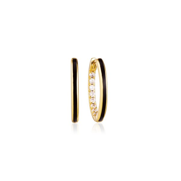ELLERA Enamel Grande Earrings Gold plated Black