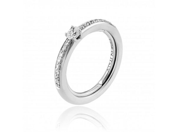 Anello Stack me line ring hvitt gull m/ diamanter