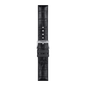 Tissot Gummirem m/ krokkopreget skinn svart 22mm