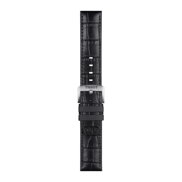 Tissot Gummirem m/ krokkopreget skinn svart 22mm