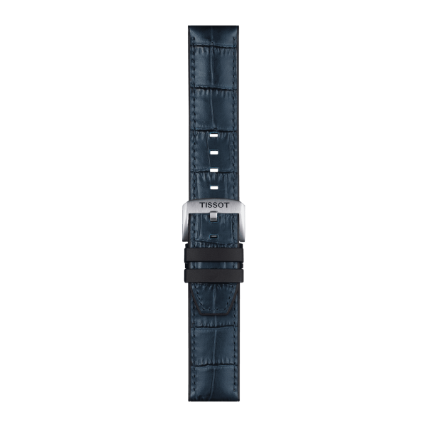 Tissot Gummirem m/ krokkopreget skinn Blå 22mm