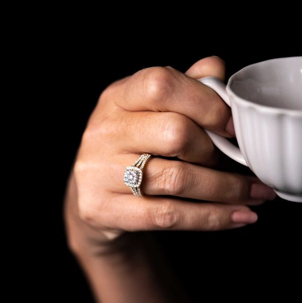 Gult gull ring m/ diamanter 0,90ctWSi - Bilde 3