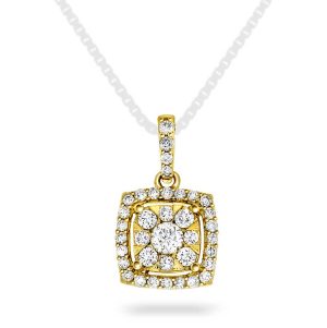 "Halo" gult gull anheng m/  diamanter 0,50ct
